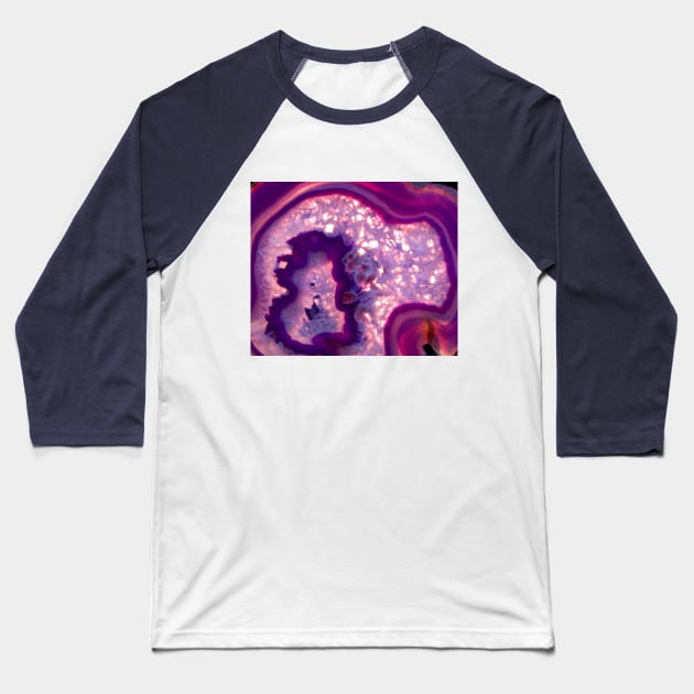 Purple Geode Crystal Baseball T-Shirt by DalalsDesigns